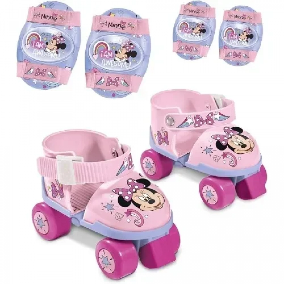 Σετ Roller Skates Ρυθμιζόμενα με Επιγονατίδες και Περιαγκωνίδες σε Πλαστική Τσάντα - Minnie- Mondo Toys