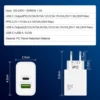 Φορτιστής ταχείας φόρτισης με 1 θύρα USB και καλώδιο Type-C To Type-C 30W Andowl Q-PD7