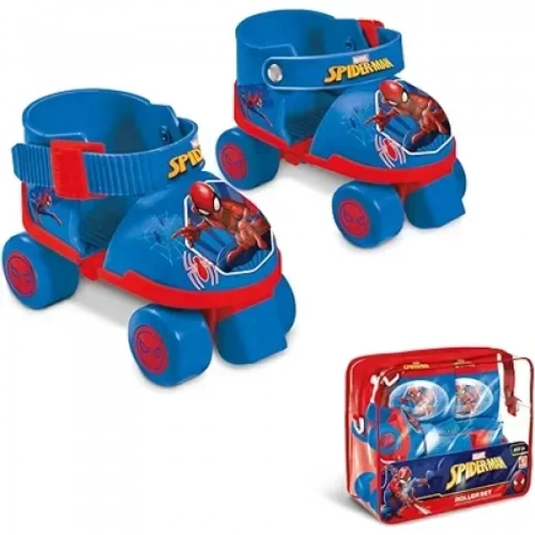 Σετ Roller Skates Ρυθμιζόμενα με Επιγονατίδες και Περιαγκωνίδες σε Πλαστική Τσάντα - Spiderman - Mondo Toys