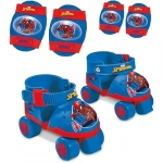 Σετ Roller Skates Ρυθμιζόμενα με Επιγονατίδες και Περιαγκωνίδες σε Πλαστική Τσάντα - Spiderman - Mondo Toys