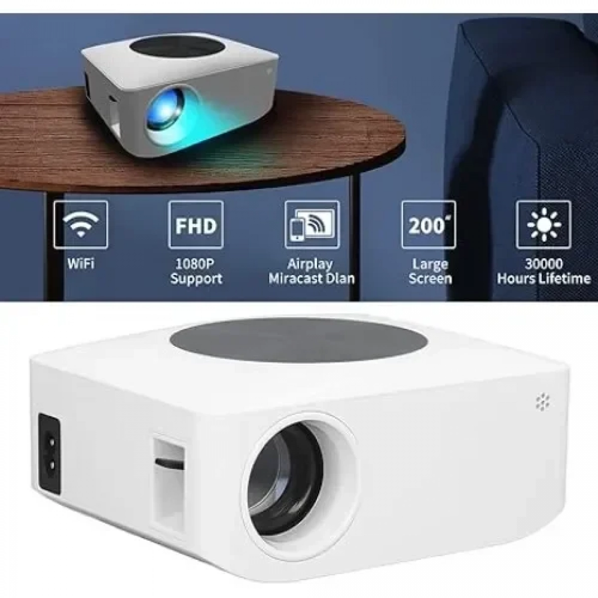 Y2 Mini Projector Τεχνολογίας Προβολής LCD Λάμπας LED 1080p με οθόνη προβολής 200΄΄