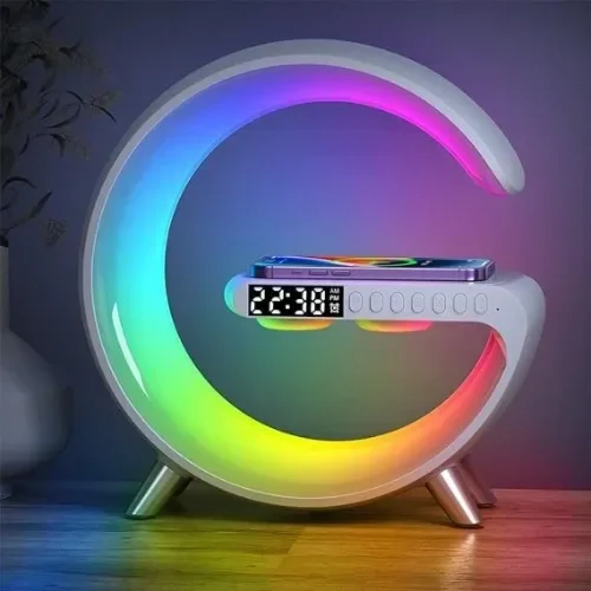 Ηχείο Bluetooth, Ασύρματος Φορτιστής και Φωτιστικό LED RGB σε Γκρι Χρώμα