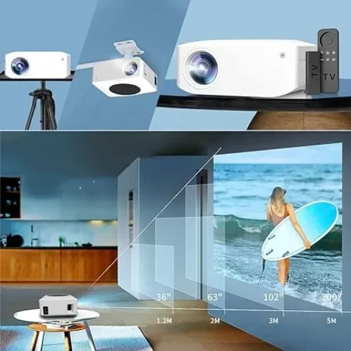 Y2 Mini Projector Τεχνολογίας Προβολής LCD Λάμπας LED 1080p με οθόνη προβολής 200΄΄