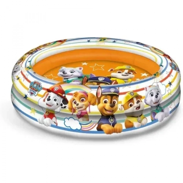 Paw Patrol Φουσκωτή Πισίνα με 2 Δαχτυλίδια Διαμέτρου 100 cm με Μαλακό Πάτο - Mondo
