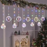 Χριστουγεννιάτικη Κουρτίνα LED με 5 Φωτιζόμενες Μπάλες και 5 Κρίκους σε Πολύχρωμο RGB Φωτισμό