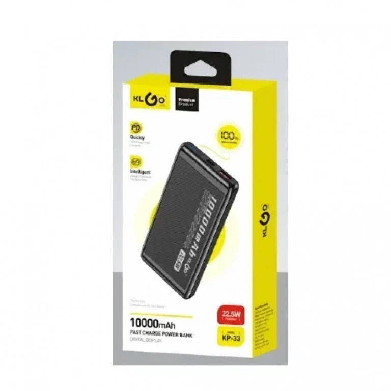KLGO KP-33 Power Bank Φορητός Φορτιστής 10000mah Μαύρο