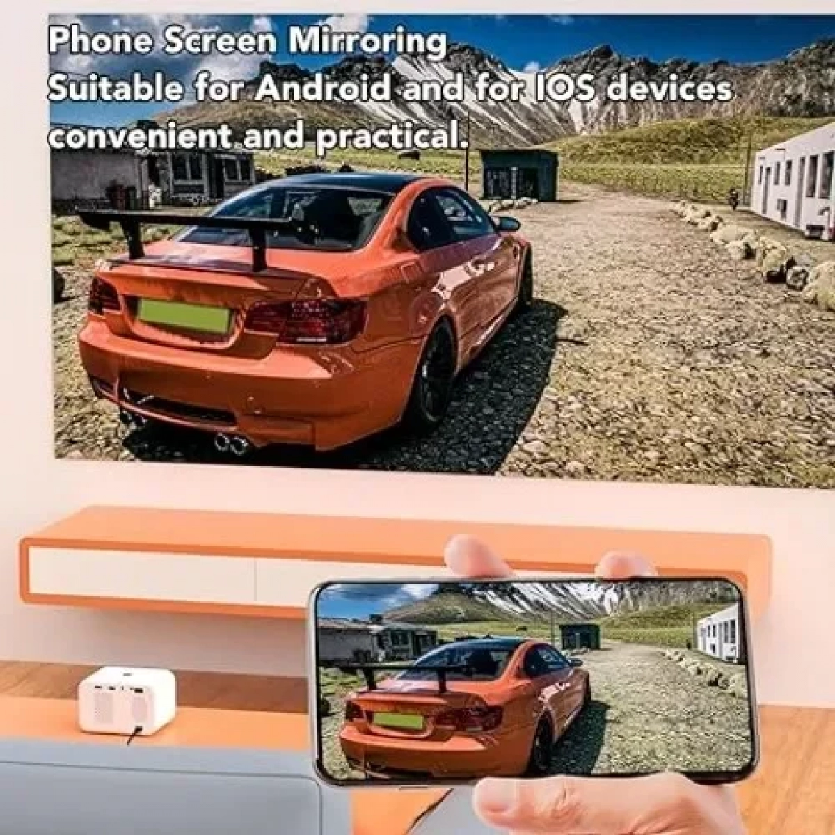 Προβολέας Τεχνολογίας Προβολής LCD Λάμπας LED 1080p Wi-Fi 2.4G/5G Αυτόματης Εστίασης με Οθόνη Προβολής 40-100'' με Τηλεχειριστήριο