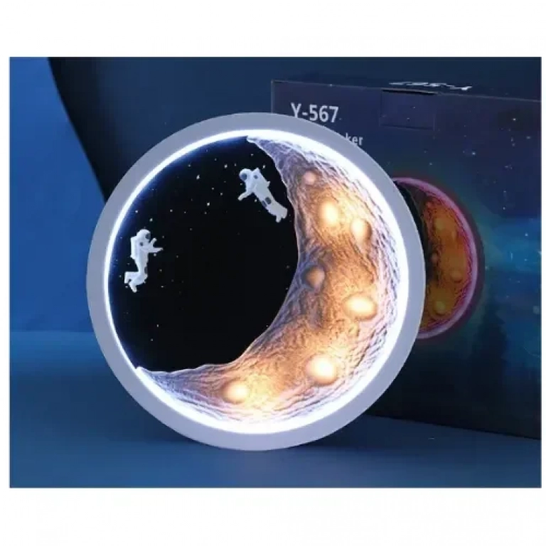 Επιτραπέζιο ηχείο Bluetooth subwoofer HD με κάρτα σύνδεσης ραδιοφώνου Astronaut Moon - Λευκό