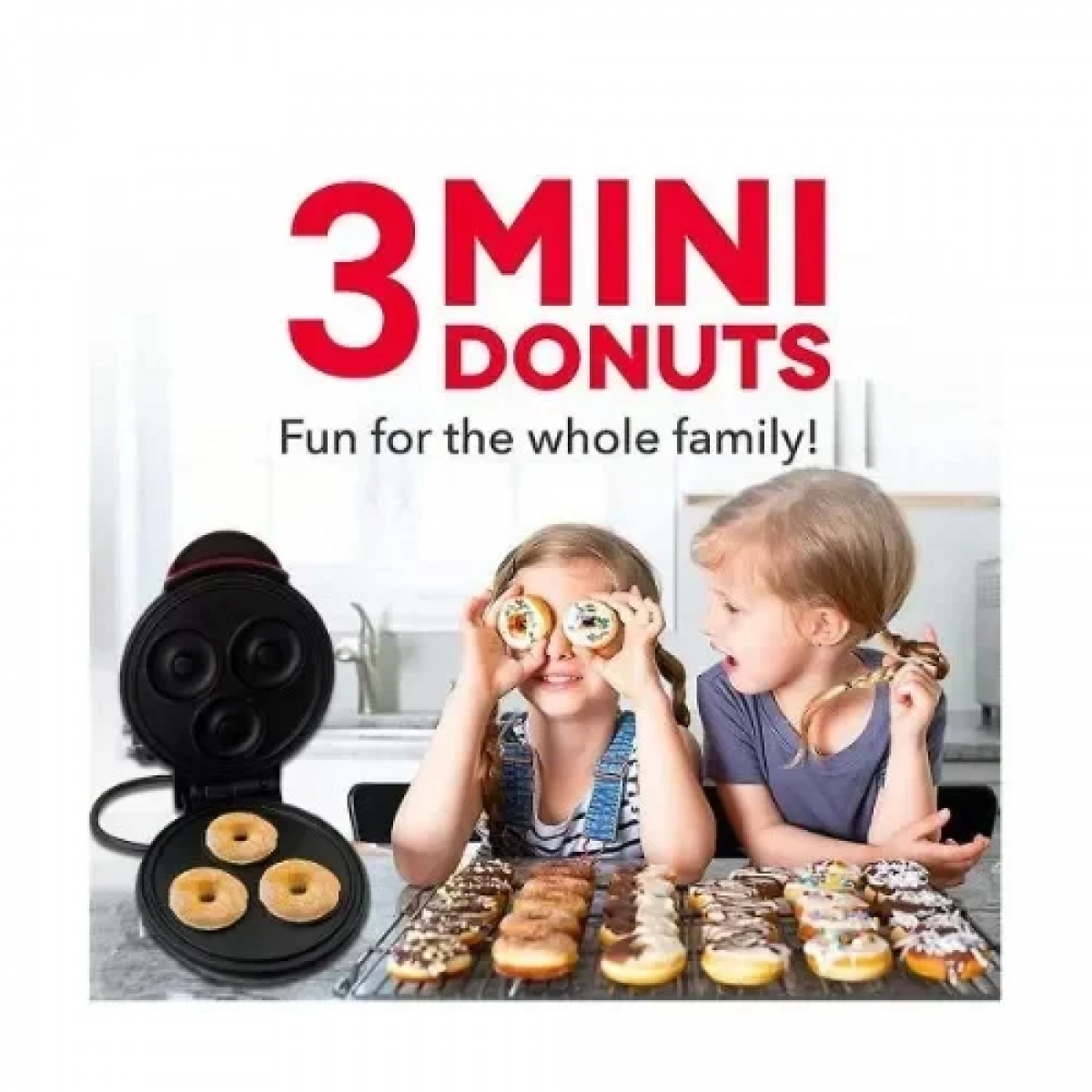 Μίνι Συσκευή για 3 Donuts 350W Κόκκινη