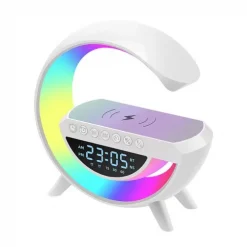 Ηχείο Bluetooth RGB με Οθόνη LED+Ρολόι+Ασύρματη Φόρτιση+Ξυπνητήρι+Ράδιο (LED, AUX, USB, FM, microSD) BT-3401 OEM Λευκό