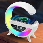 Ηχείο Bluetooth RGB με Οθόνη LED+Ρολόι+Ασύρματη Φόρτιση+Ξυπνητήρι+Ράδιο (LED, AUX, USB, FM, microSD) BT-3401 OEM Λευκό