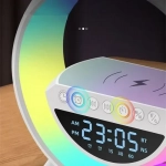 Ηχείο Bluetooth RGB με Οθόνη LED+Ρολόι+Ασύρματη Φόρτιση+Ξυπνητήρι+Ράδιο (LED, AUX, USB, FM, microSD) BT-3401 OEM Λευκό
