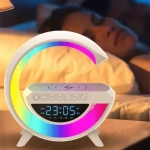 Ηχείο Bluetooth RGB με Οθόνη LED+Ρολόι+Ασύρματη Φόρτιση+Ξυπνητήρι+Ράδιο (LED, AUX, USB, FM, microSD) BT-3401 OEM Λευκό