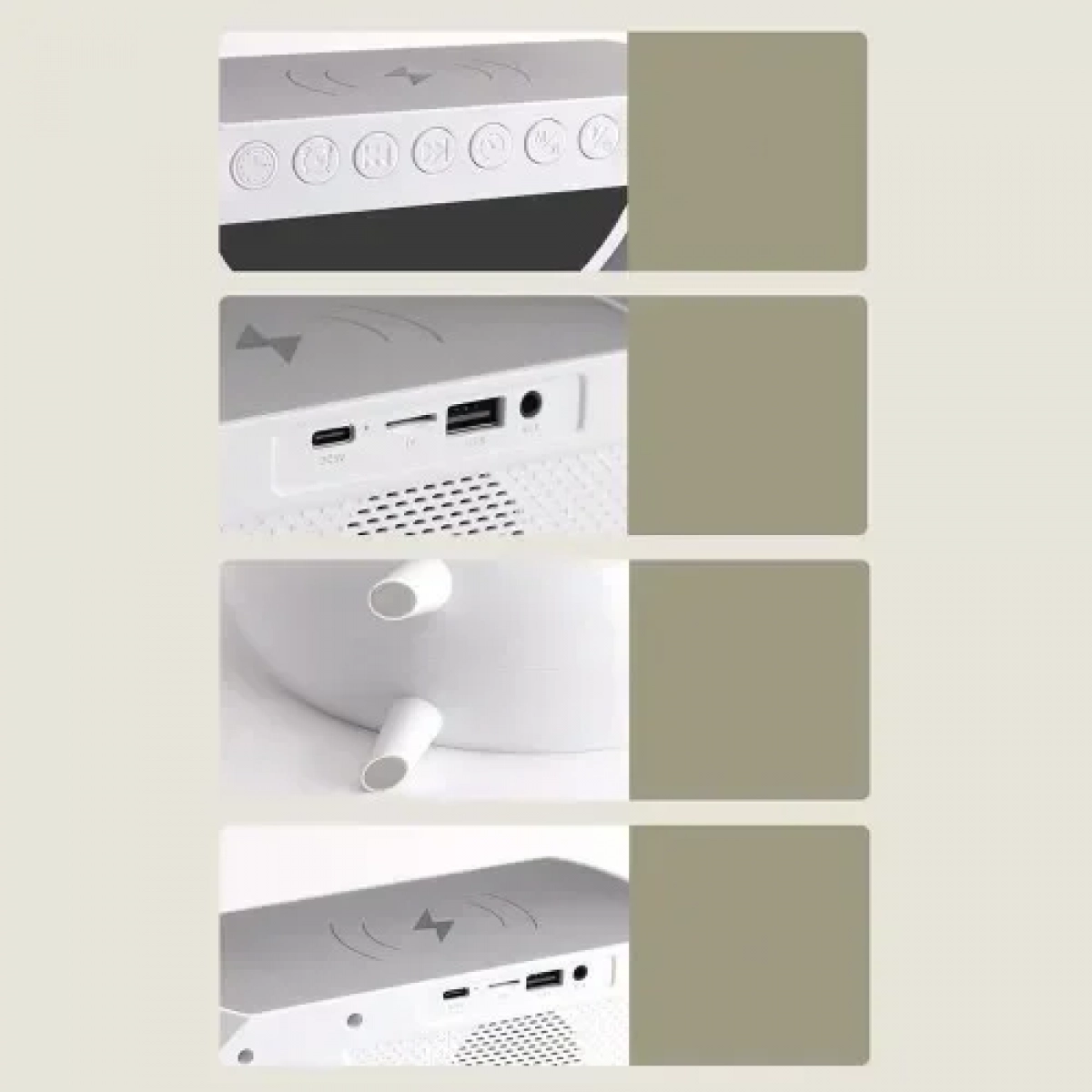 Ηχείο Bluetooth RGB με Οθόνη LED+Ρολόι+Ασύρματη Φόρτιση+Ξυπνητήρι+Ράδιο (LED, AUX, USB, FM, microSD) BT-3401 OEM Λευκό