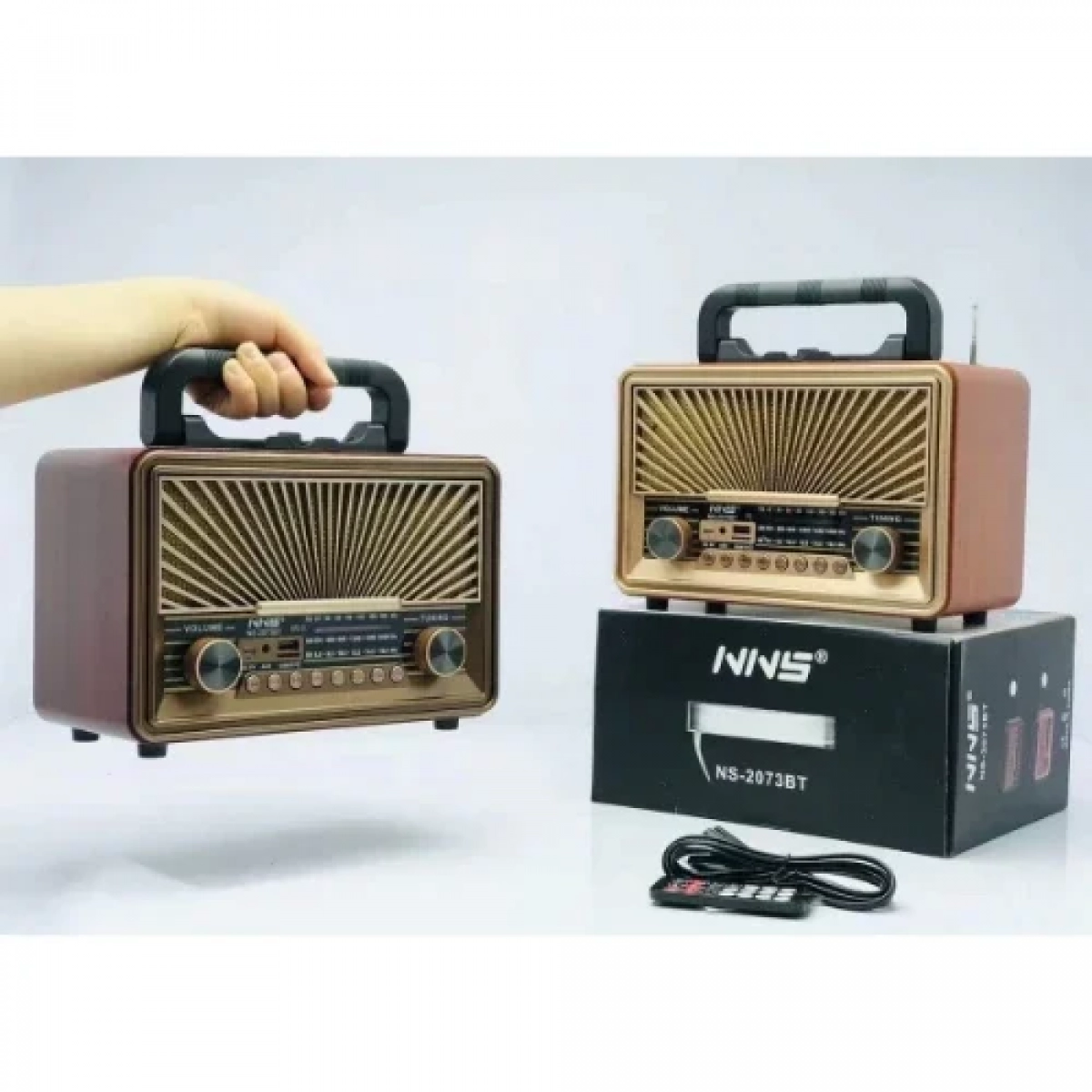 Επιτραπέζιο Ραδιόφωνο NS 2073BT Retro Επαναφορτιζόμενο με Bluetooth & USB Καφέ