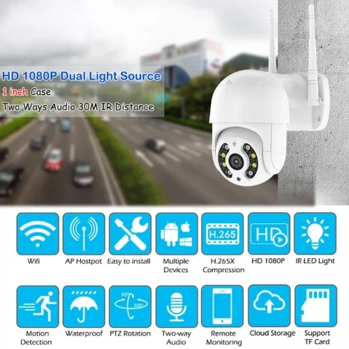 A1 IP Κάμερα Παρακολούθησης Wi-Fi 1080p Full HD Αδιάβροχη με Αμφίδρομη Επικοινωνία και Φακό 3.6mm TS1531
