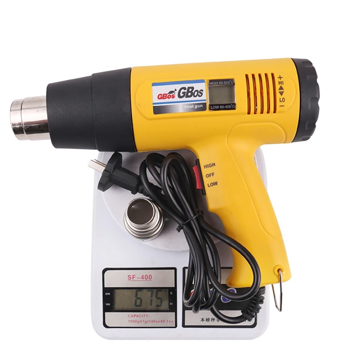 Πιστόλι Θερμού Αέρα 1600W 650ºC 220V GBos BOS-885 Κίτρινο