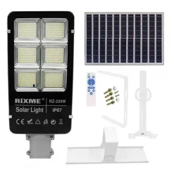 Αδιάβροχο ηλιακό φωτιστικό δρόμου LED 200W 34400LM με βάση στήριξης & τηλεχειριστήριο Rixme RZ-200W