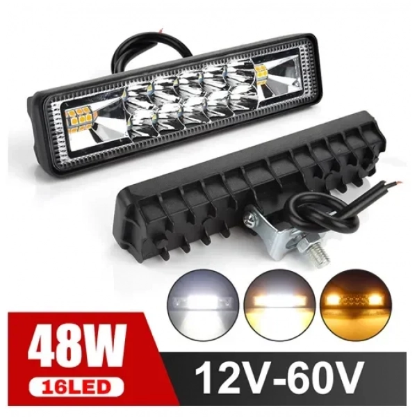 Αδιάβροχο προβολάκι LED – μπάρα αλουμινίου με 3 λειτουργίες 12V-24V 15cm 48W 16 SMD IP68 3840LM 6000K OYQP-0069