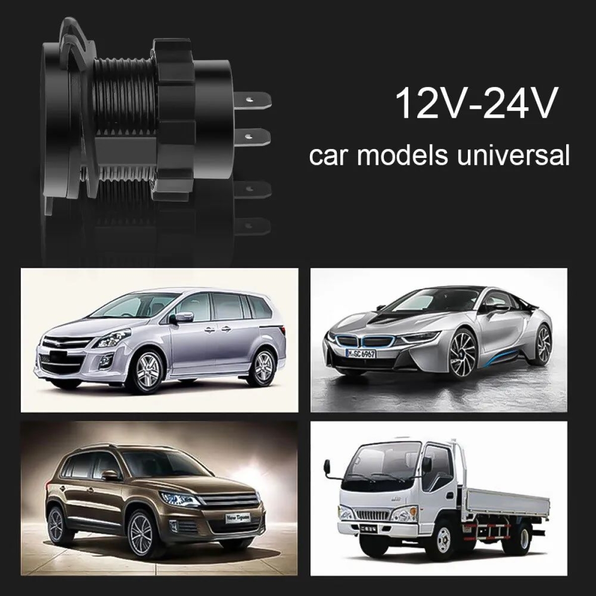 Αδιάβροχος φορτιστής – βολτόμετρο 12/24V με LED φωτισμό πράσινο και διακόπτη ON/OFF HW-0133 μαύρος