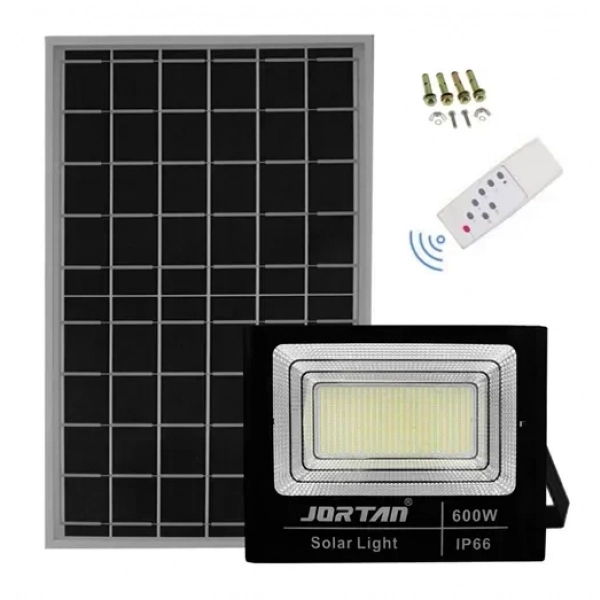 Αδιάβροχος ηλιακός προβολέας LED 600W 48000LM με πάνελ και τηλεχειριστήριο Jortan JT-BJ600W