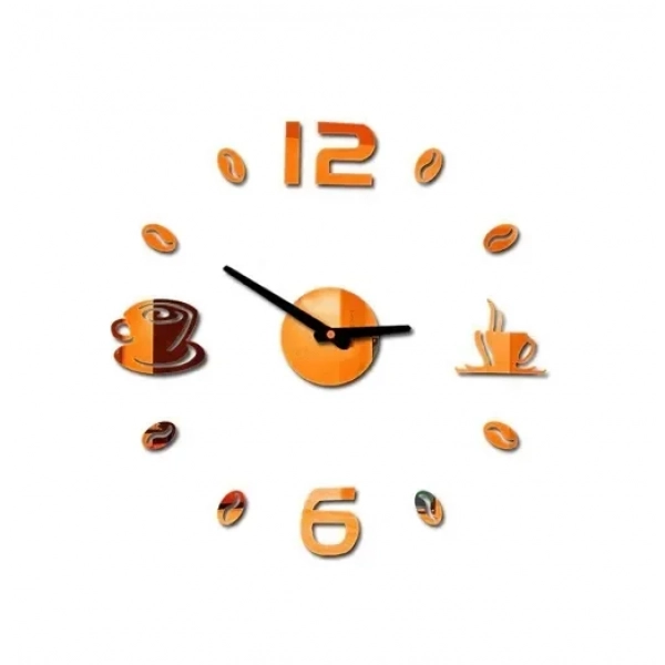 Αυτοκόλλητο ρολόι τοίχου 3D DIY 40-50cm Coffee χάλκινο
