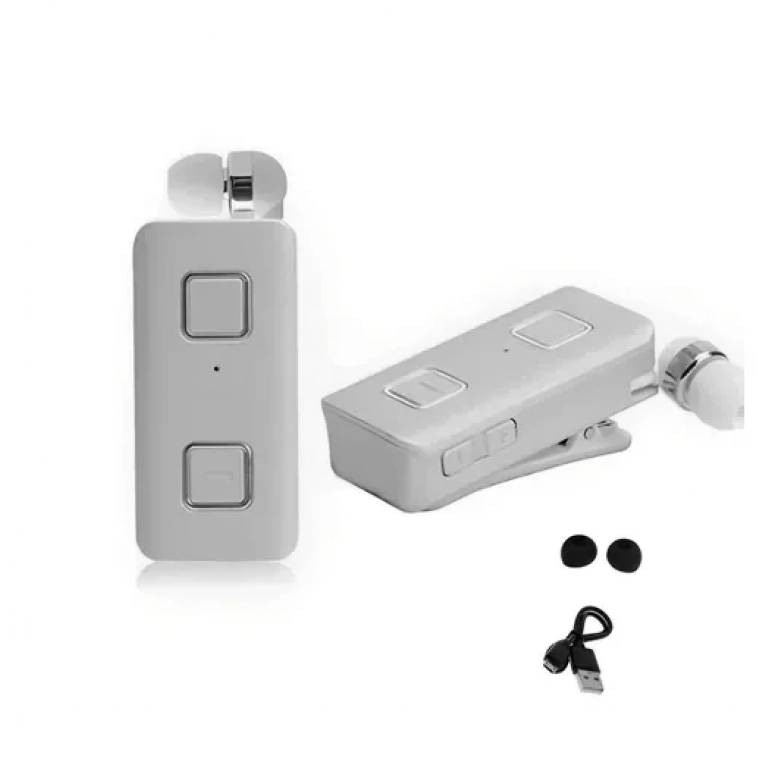 Ακουστικό Bluetooth Handsfree In-ear πέτου με δόνηση και κλιπ K-35 ασημί
