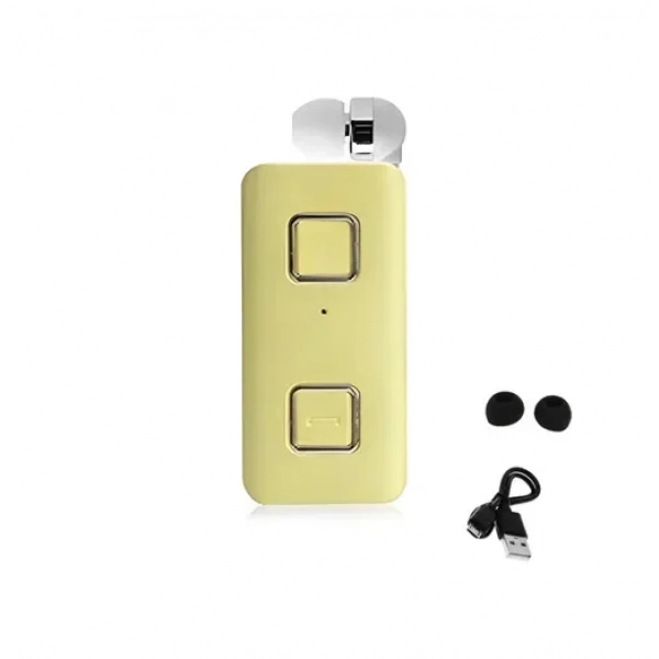 Ακουστικό Bluetooth Handsfree In-ear πέτου με δόνηση και κλιπ K-35 χρυσό