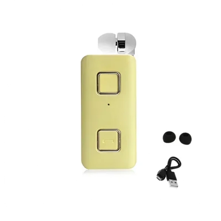 Ακουστικό Bluetooth Handsfree In-ear πέτου με δόνηση και κλιπ K-35 χρυσό