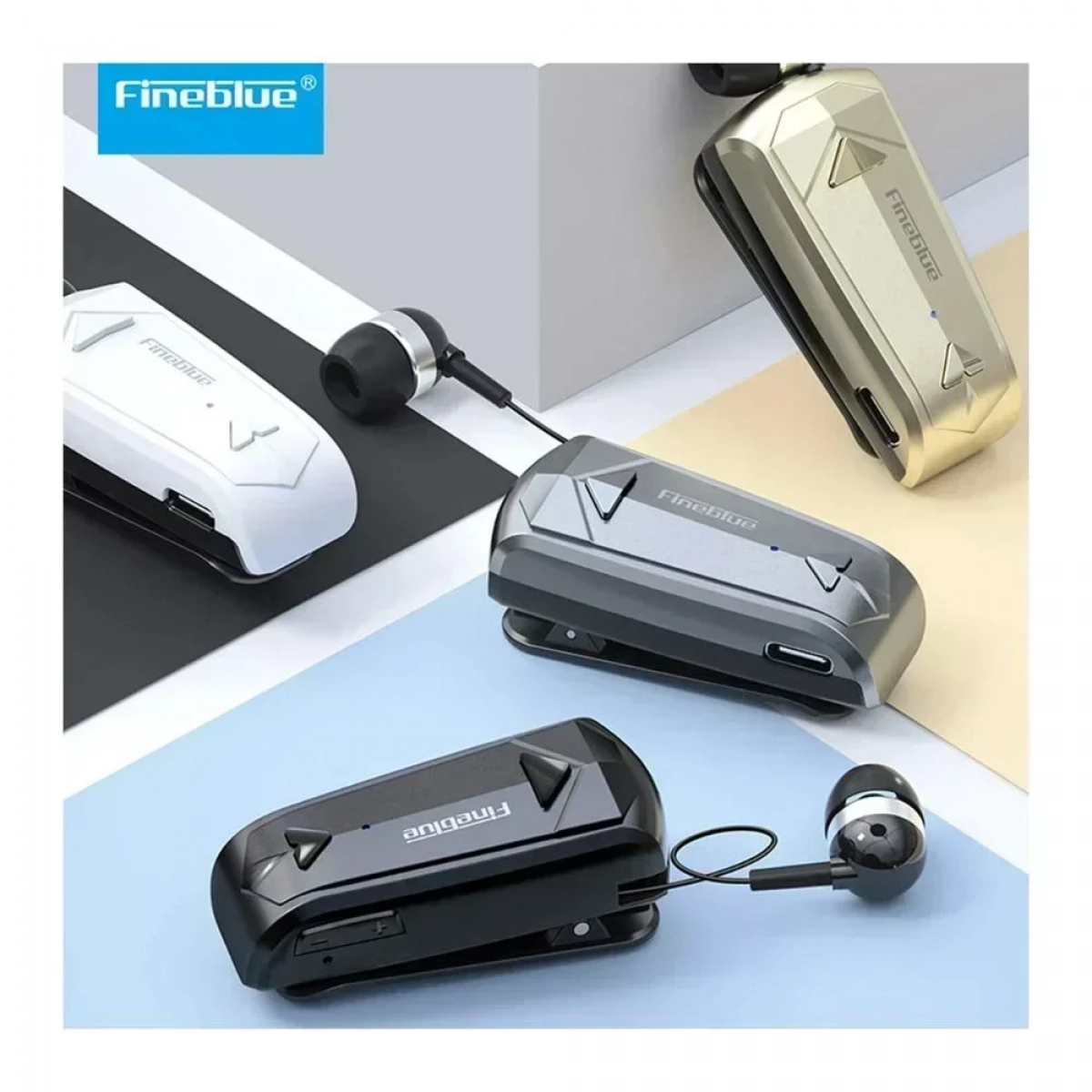 Ακουστικό πέτου In-ear Bluetooth Handsfree Fineblue F520 γκρι - Photo2
