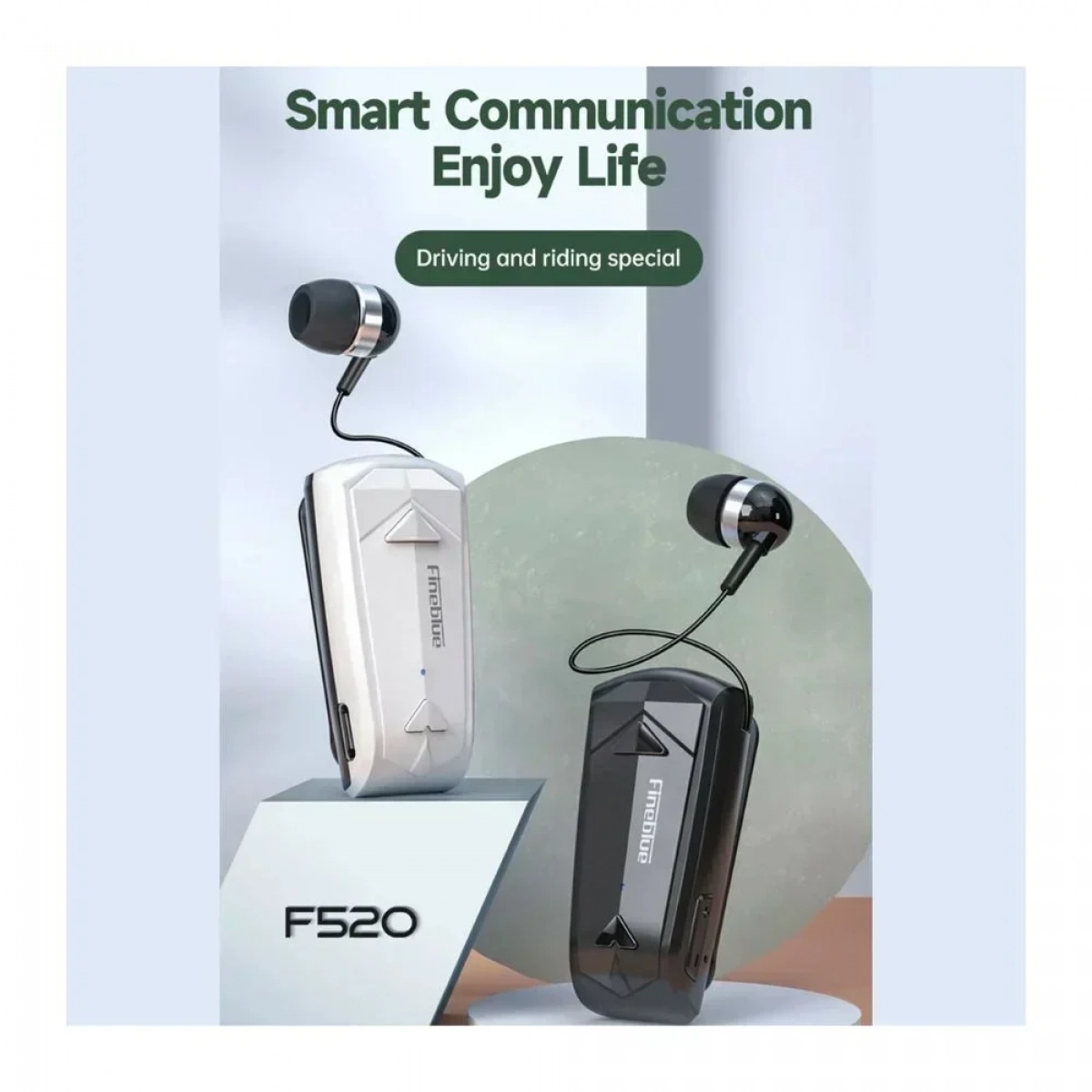 Ακουστικό πέτου In-ear Bluetooth Handsfree Fineblue F520 λευκό - Photo3
