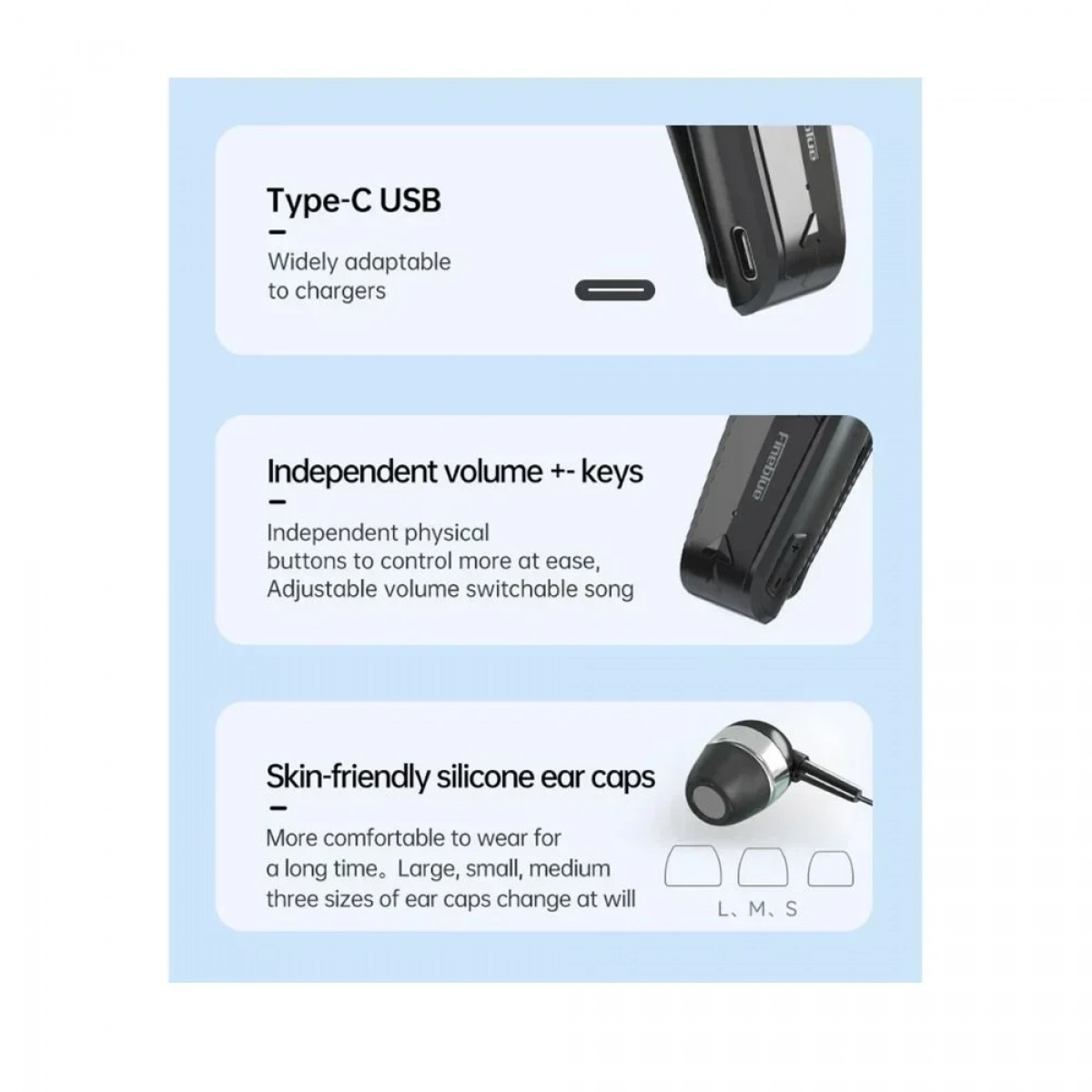 Ακουστικό πέτου In-ear Bluetooth Handsfree Fineblue F520 λευκό - Photo4