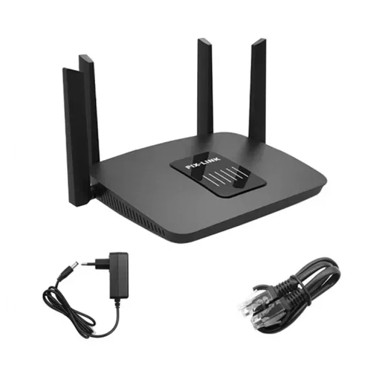 Ασύρματο Router Wi‑Fi 2.4 και 5GHz με 4 θύρες Ethernet Pix-Link LV-AC06 μαύρο