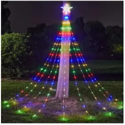 Χριστουγεννιάτικα LED φωτάκια σε σχήμα δέντρου με αστέρι 2m εξωτερικού χώρου DY-27 πολύχρωμα