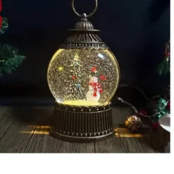 Χριστουγεννιάτικο διακοσμητικό φωτιζόμενο φαναράκι με χιονάνθρωπο