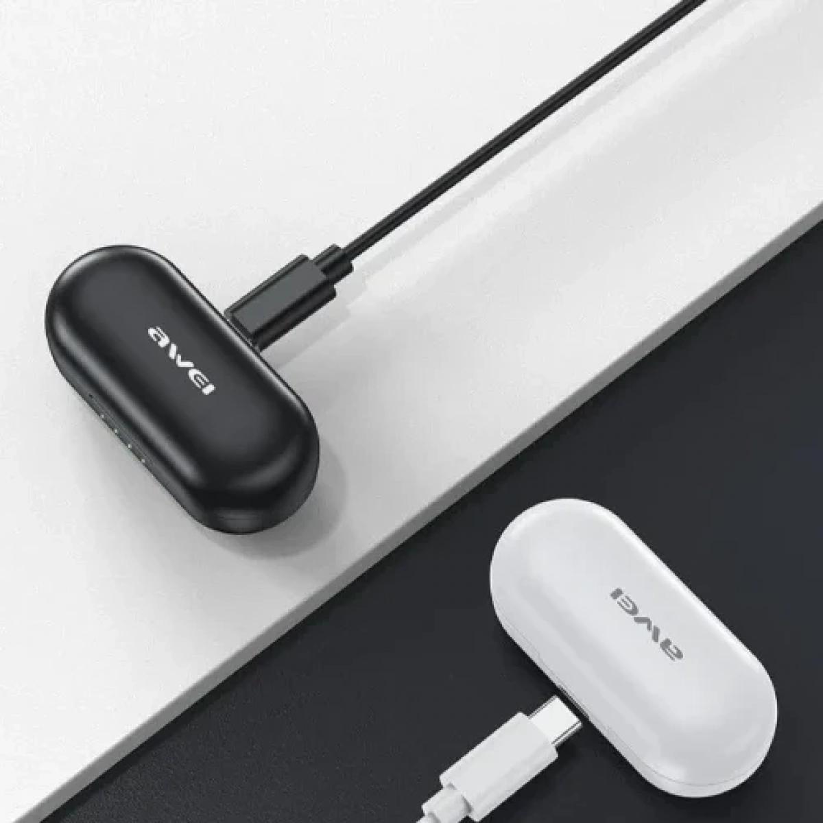 Ασύρματα ακουστικά Awei T13 Pro Earbud με θήκη φόρτισης μαύρο