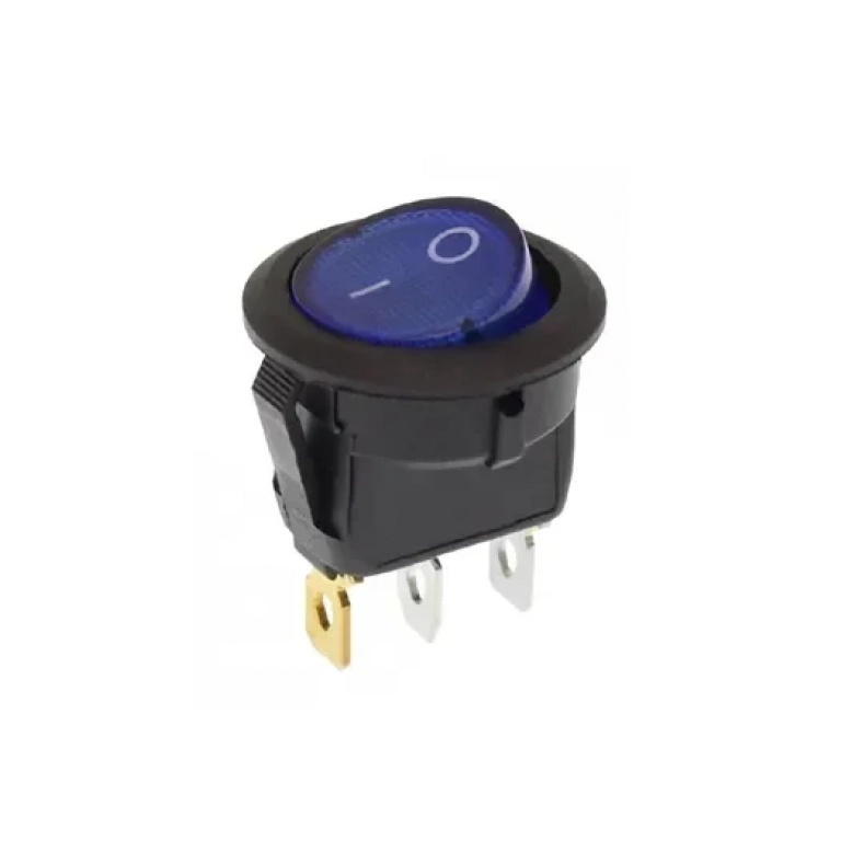 Διακόπτης On – Off 3 Pins με μπλε φωτισμό 6A 220V XM07