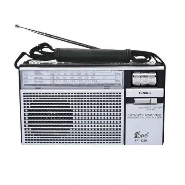 Επιτραπέζιο ραδιόφωνο retro FP-1823U FM/AM/SW/USB/SD/TF ασημί