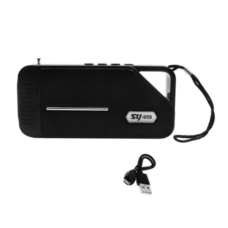 Φορητό ηχείο Bluetooth με ραδιόφωνο TF, USB, και ηλιακό πάνελ SY-959-B μαύρο