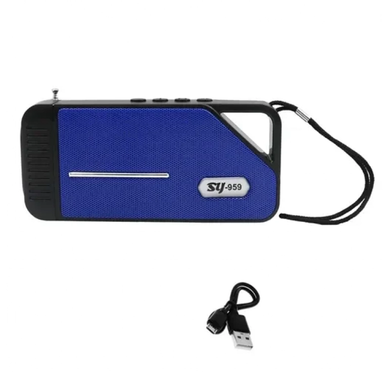 Φορητό ηχείο Bluetooth με ραδιόφωνο TF, USB, και ηλιακό πάνελ SY-959-BL μπλε