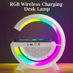 Φωτιστικό LED RGB με ασύρματη βάση φόρτισης, ηχείο Bluetooth, FM Andowl Q-CD110 – λευκό - Image 2