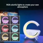Φωτιστικό LED RGB με ασύρματη βάση φόρτισης, ηχείο Bluetooth, FM Andowl Q-CD110 – λευκό - Image 4