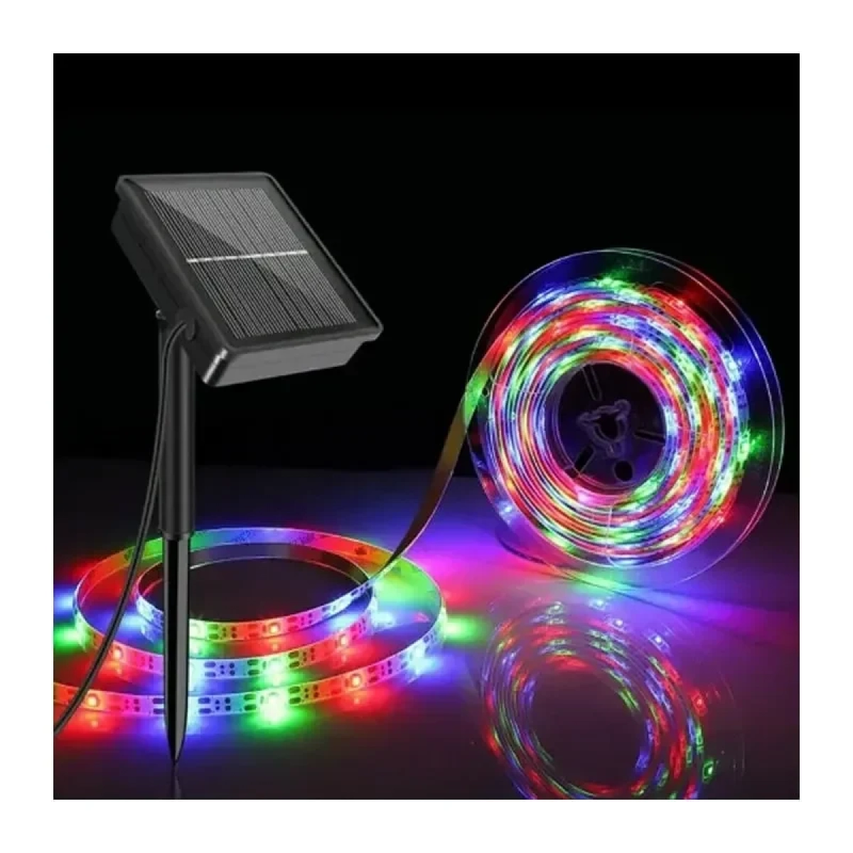 Ηλιακή Αδιάβροχη Ταινία LED RGB 5m με Βάση Πάνελ - Πάσσαλο Εξωτερικού Χώρου IP65
