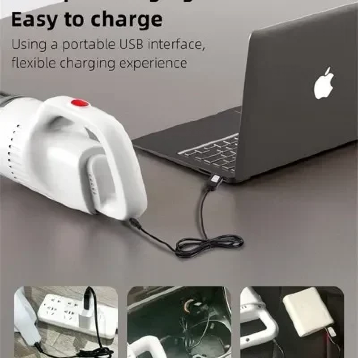 Ασύρματη Επαναφορτιζόμενη USB Μίνι Ηλεκτρική Σκούπα Στικ με Προέκταση Λευκή