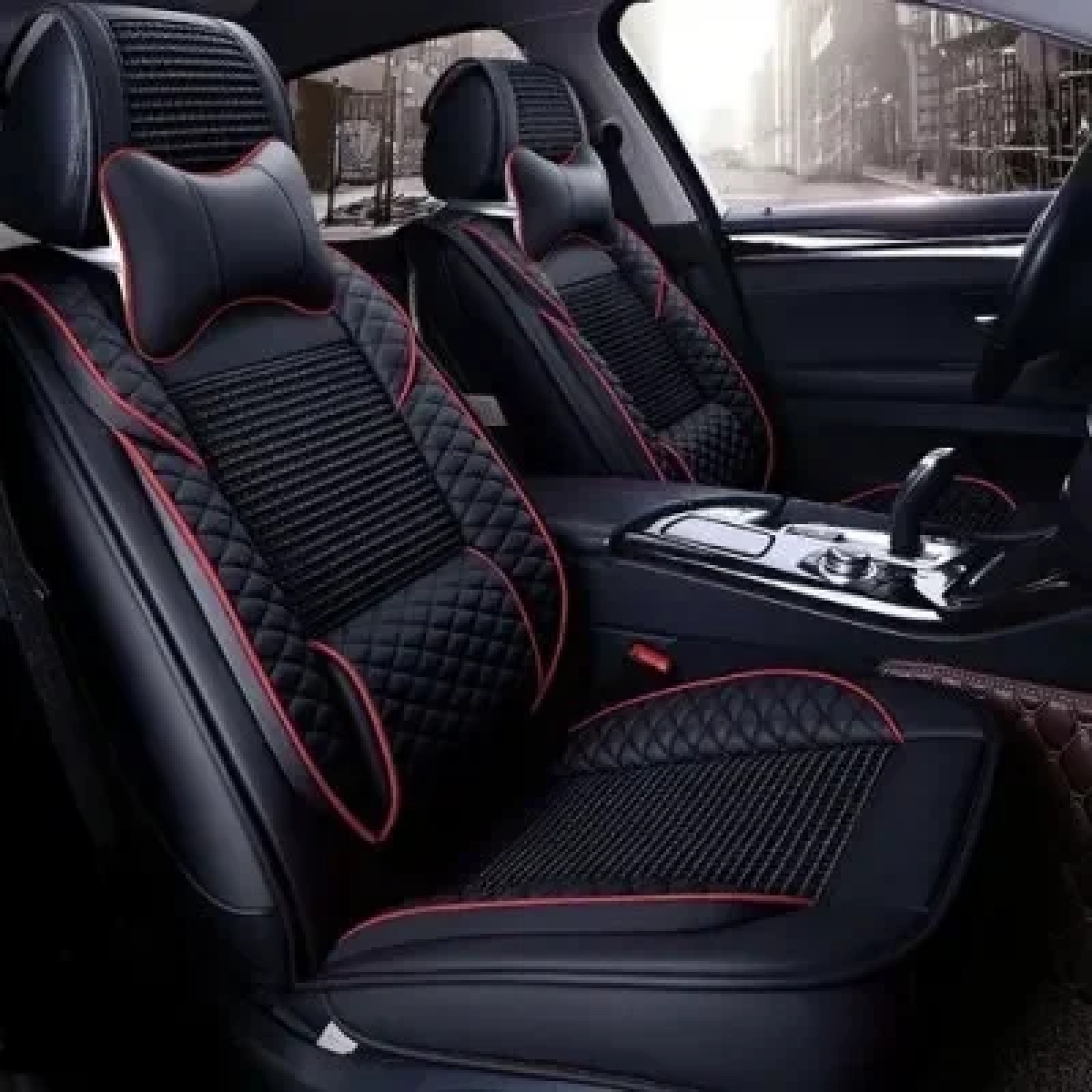 Πλήρες Σετ - Pu Leather Ανατομικά Καλύμματα Καθισμάτων Αυτοκινήτου 9 Τεμάχια DR-8010-BL