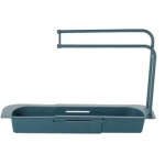 Τηλεσκοπικό Ράφι Νεροχύτη Κουζίνας με Καλάθι Αποθήκευσης - Στράγγισης για Σαπούνι και Σφουγγάρι - Μπλε