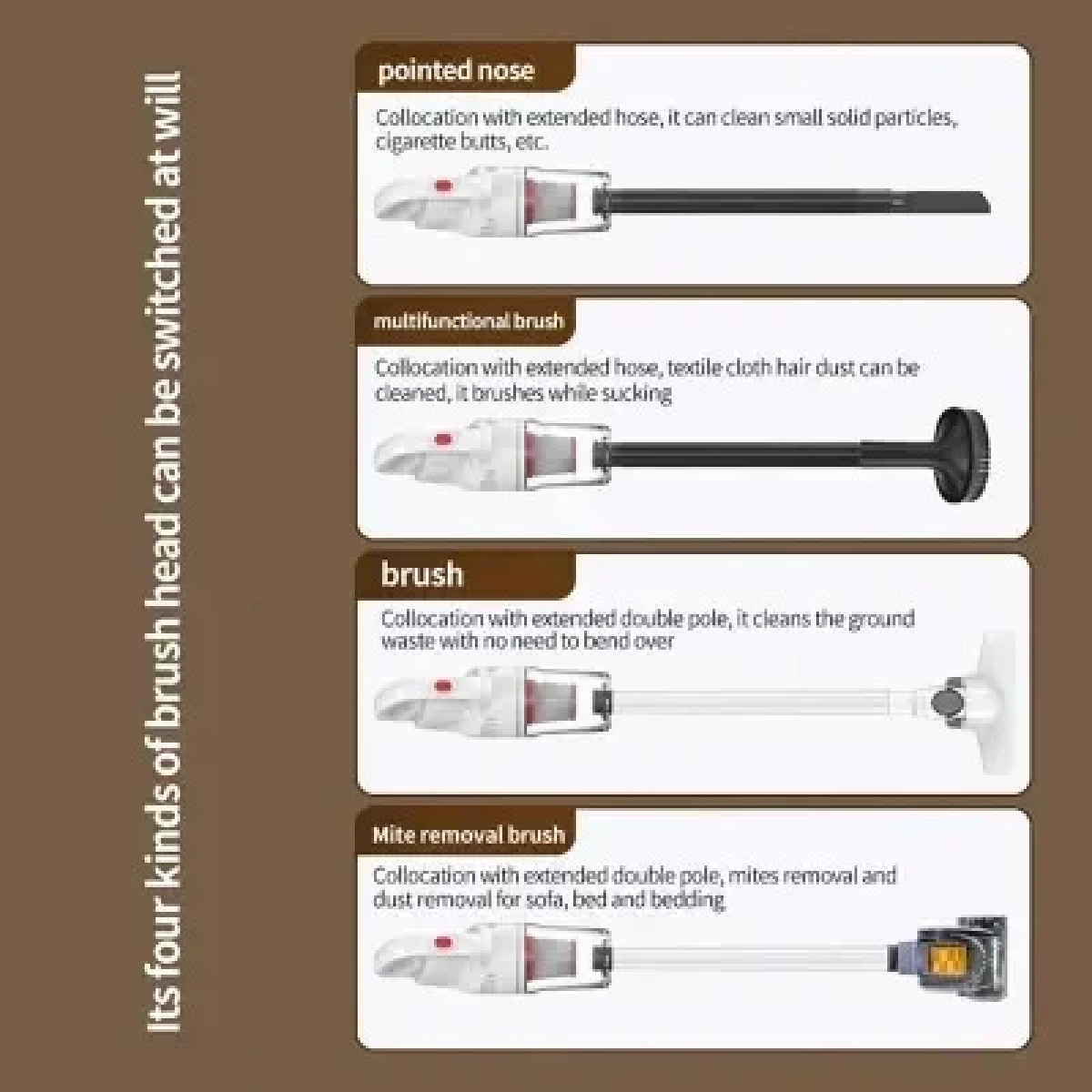 Ασύρματη Επαναφορτιζόμενη USB Μίνι Ηλεκτρική Σκούπα Στικ με Προέκταση Λευκή