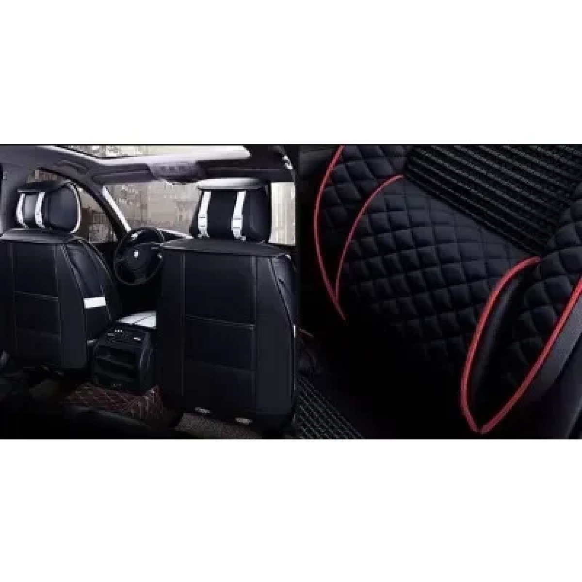 Πλήρες Σετ - Pu Leather Ανατομικά Καλύμματα Καθισμάτων Αυτοκινήτου 9 Τεμάχια DR-8010-BL