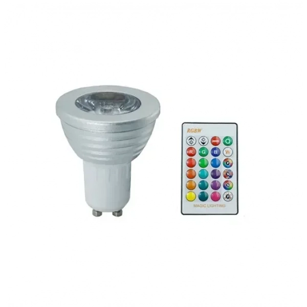 Λάμπα LED για ντουί GU10 RGBW 3W 240LM με τηλεκοντρόλ RZ-0134 λευκή
