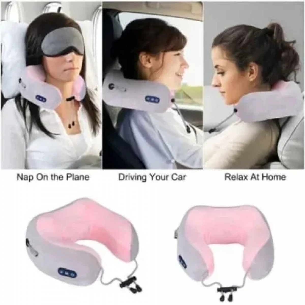 Συσκευή μασάζ αυχένα - Portable Massage Pillow - 985470 Γκρι-Ροζ